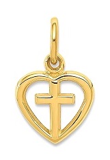 gorgeous heart cross gold baby charm